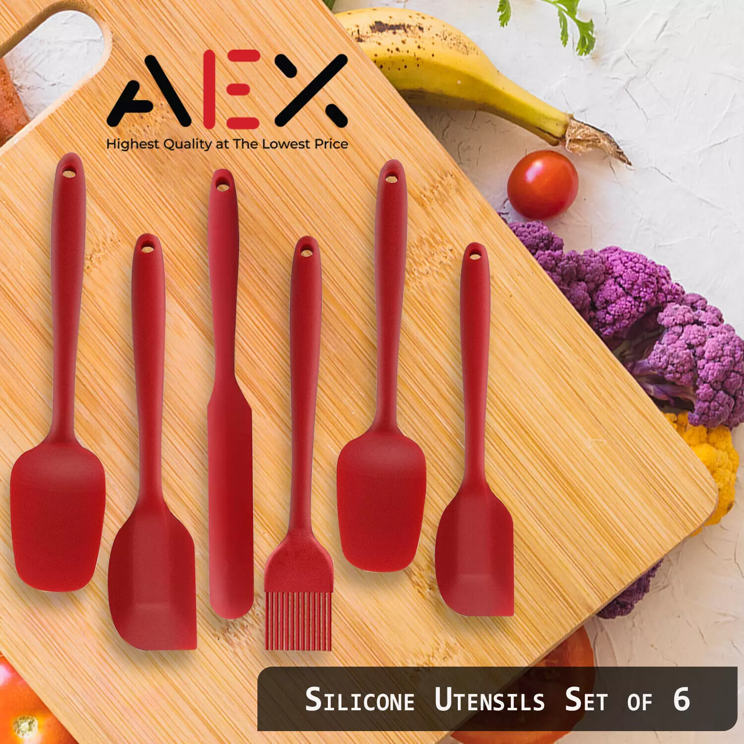 AEX 6x Silicone Spatula Utensils Set