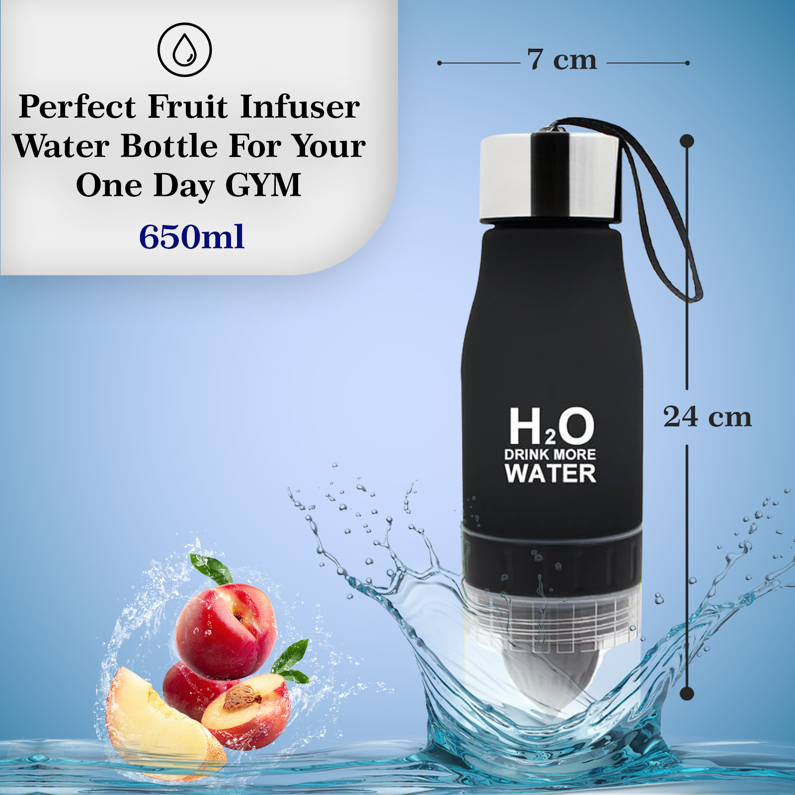 H2o Fruit Infuser Water Bottle UK – Portable 650ml with Infuser