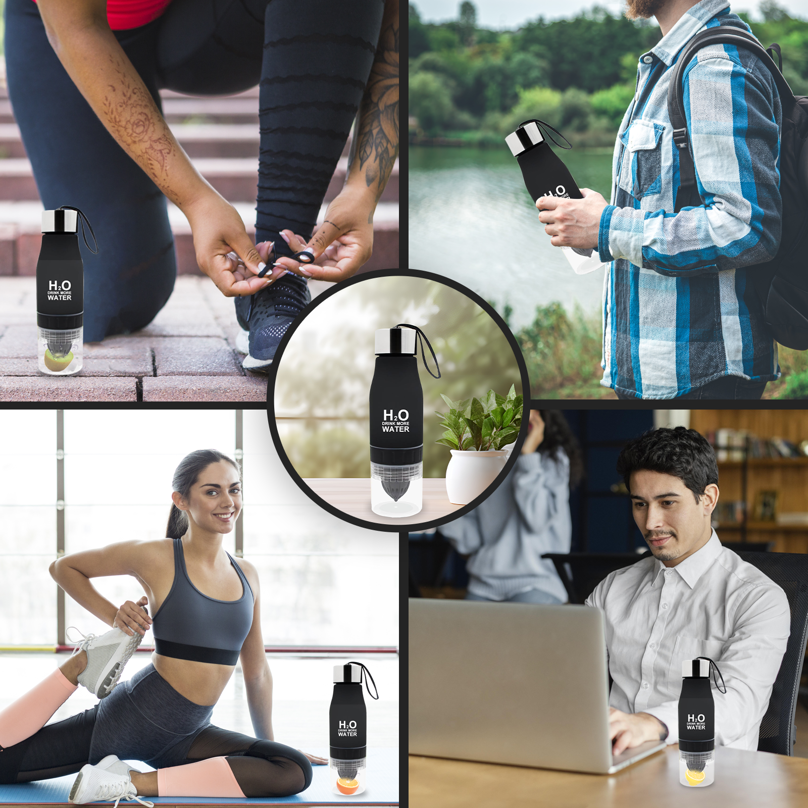 H2o Fruit Infuser Water Bottle UK – Portable 650ml with Infuser