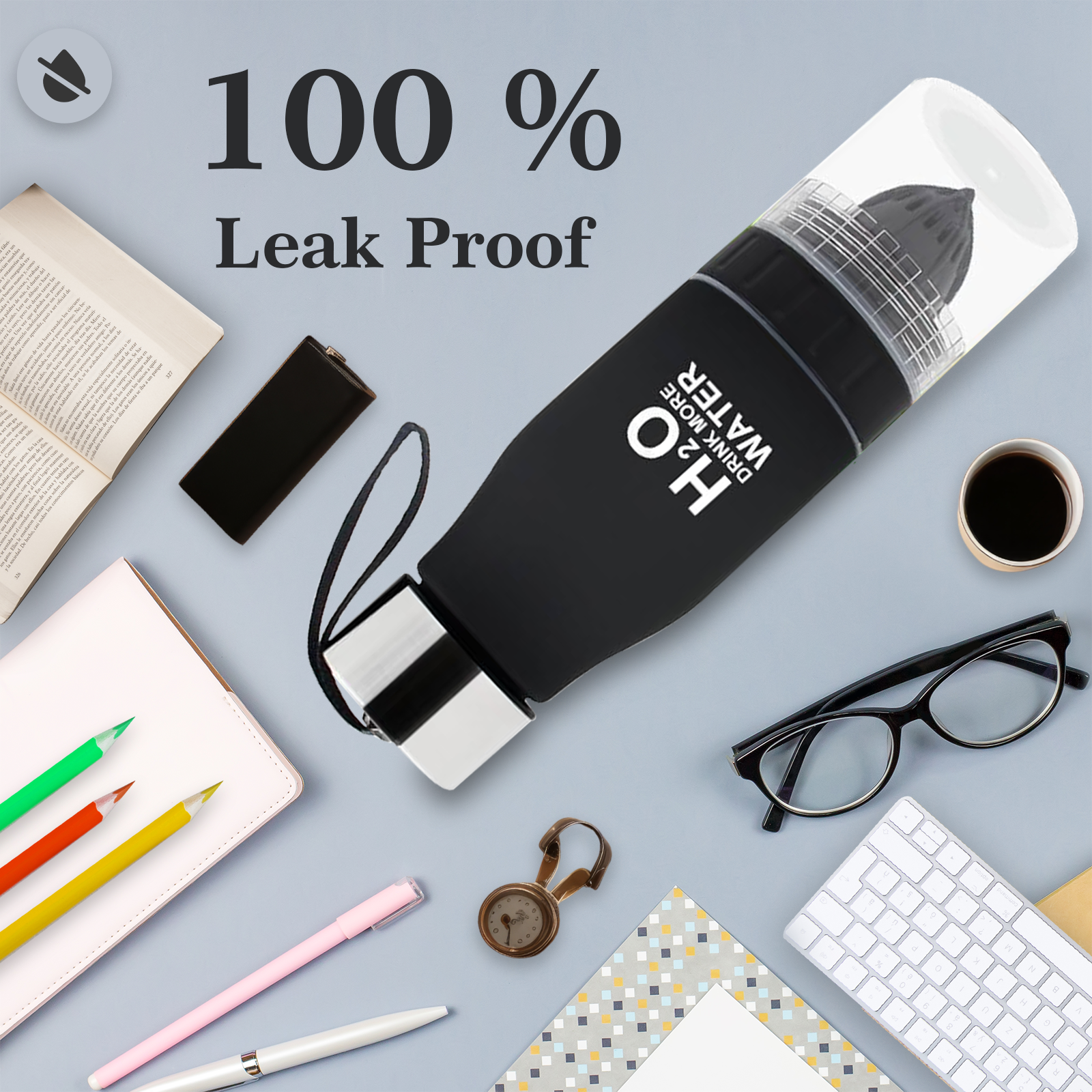 H2o Fruit Infuser Water Bottle UK – Portable 650ml with Infuser