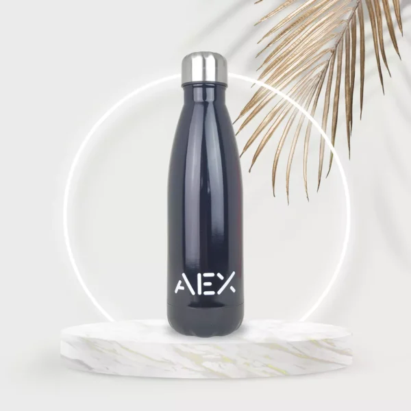 AEX Black Insulated Stainless Steel Water Bottle 500ml 1000ml