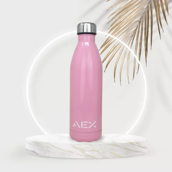 AEX Pink Insulated Stainless Steel Water Bottle 500ml 1000ml