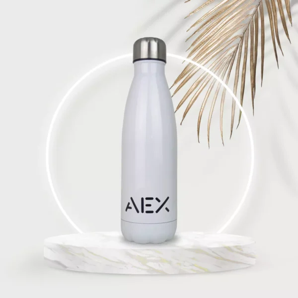 AEX White Insulated Stainless Steel Water Bottle 500ml 1000ml