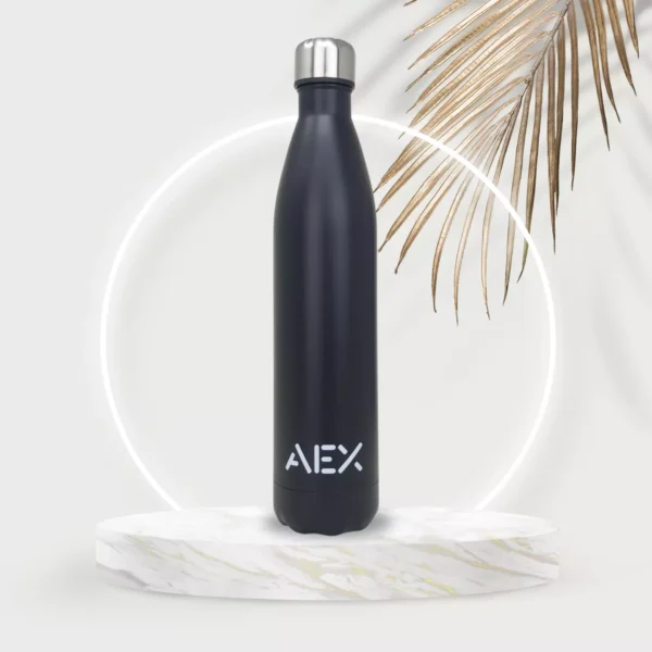 AEX Black Insulated Stainless Steel Water Bottle 500ml 1000ml