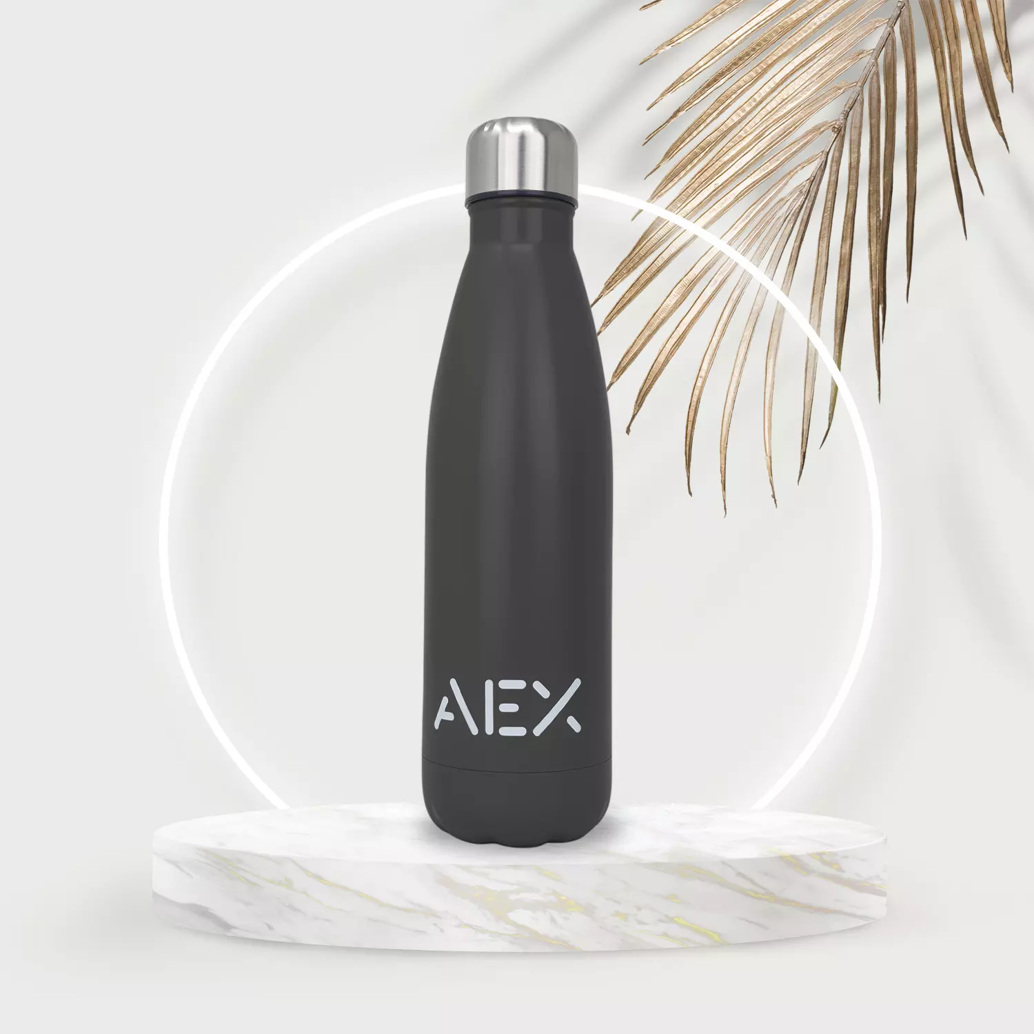 AEX Black Insulated Stainless Steel Water Bottle 500ml 1000ml