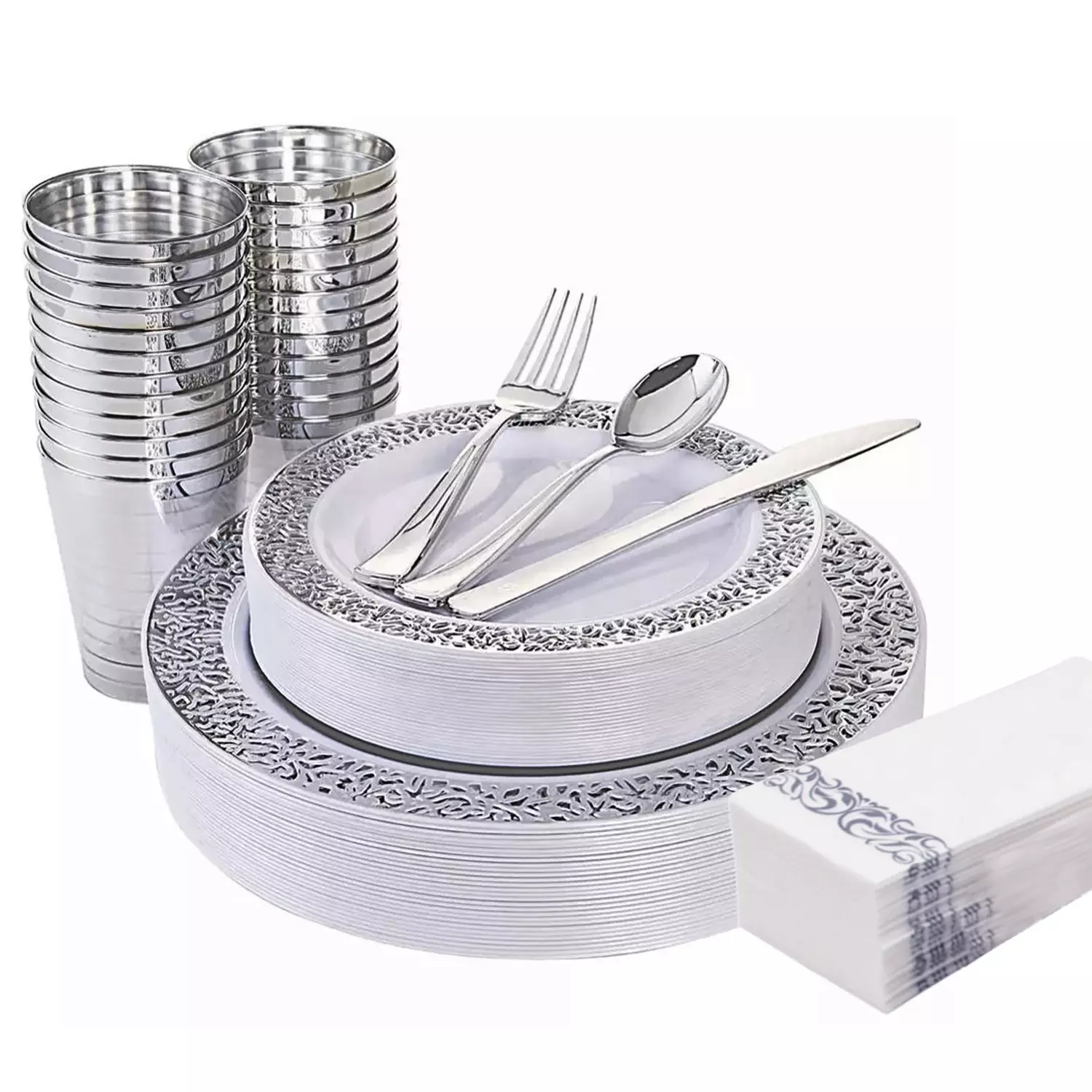 175X Dinnerware Set Plates Spoon Knives Forks Cups Napkins