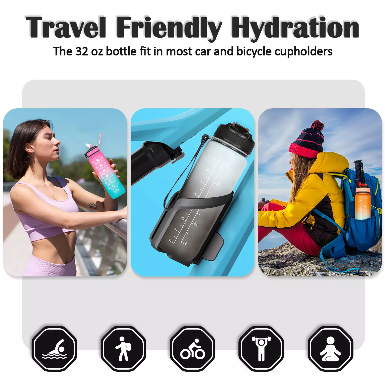 AEX Sports Water Bottle with Straw Leak-proof Drink Bottle