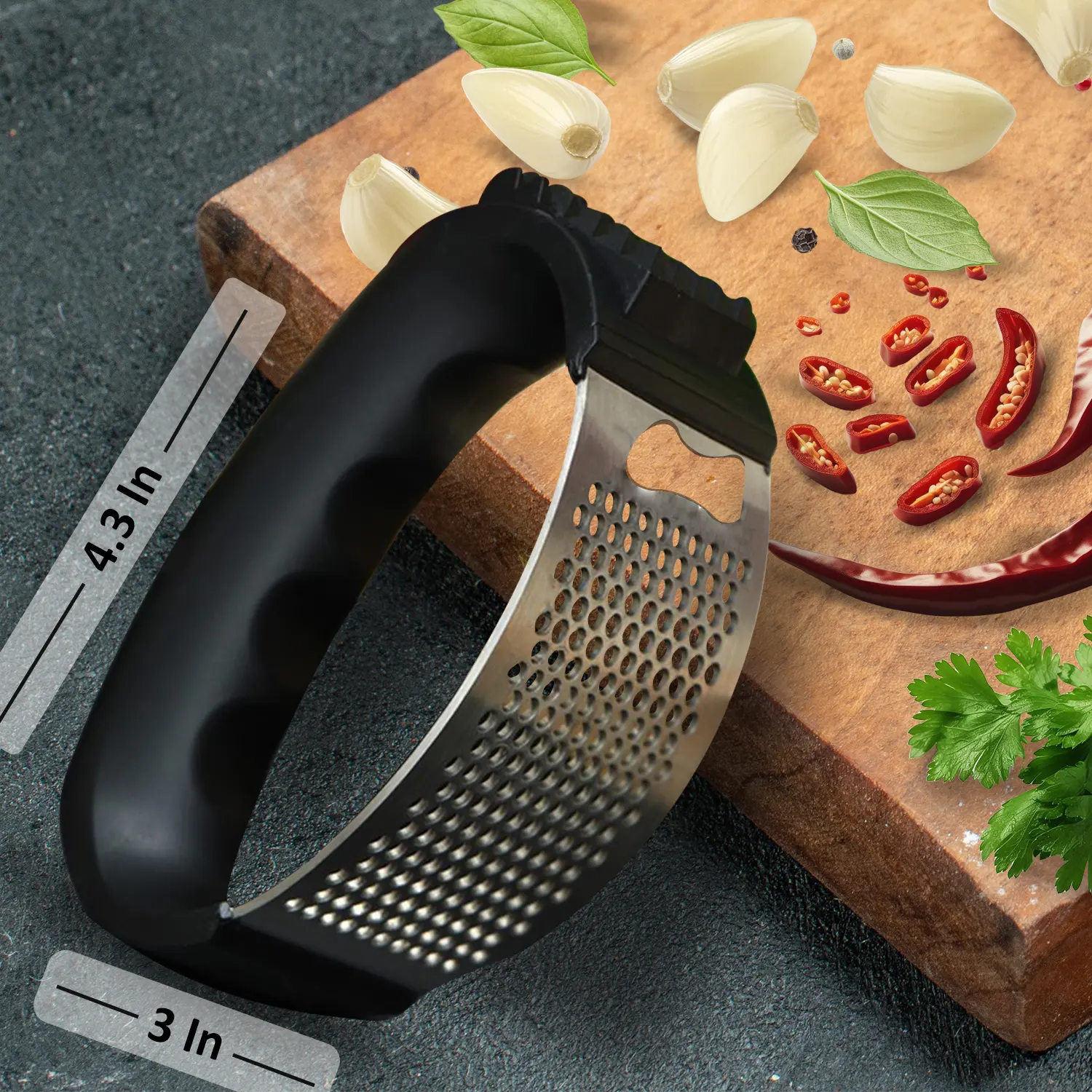 AEX Garlic Press | Stainless Steel Garlic Crusher | Garlic Mincer Rocker