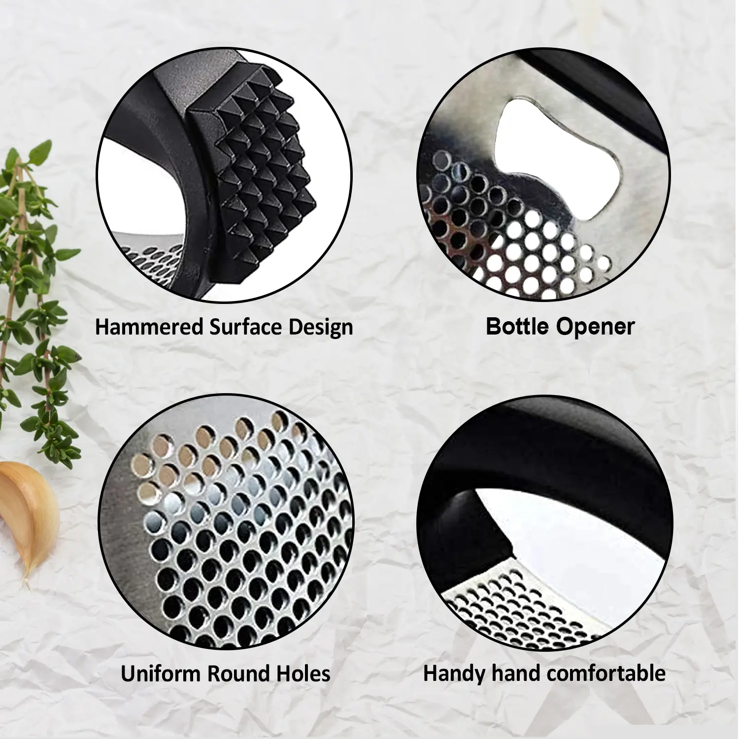 AEX Garlic Press | Stainless Steel Garlic Crusher | Garlic Mincer Rocker