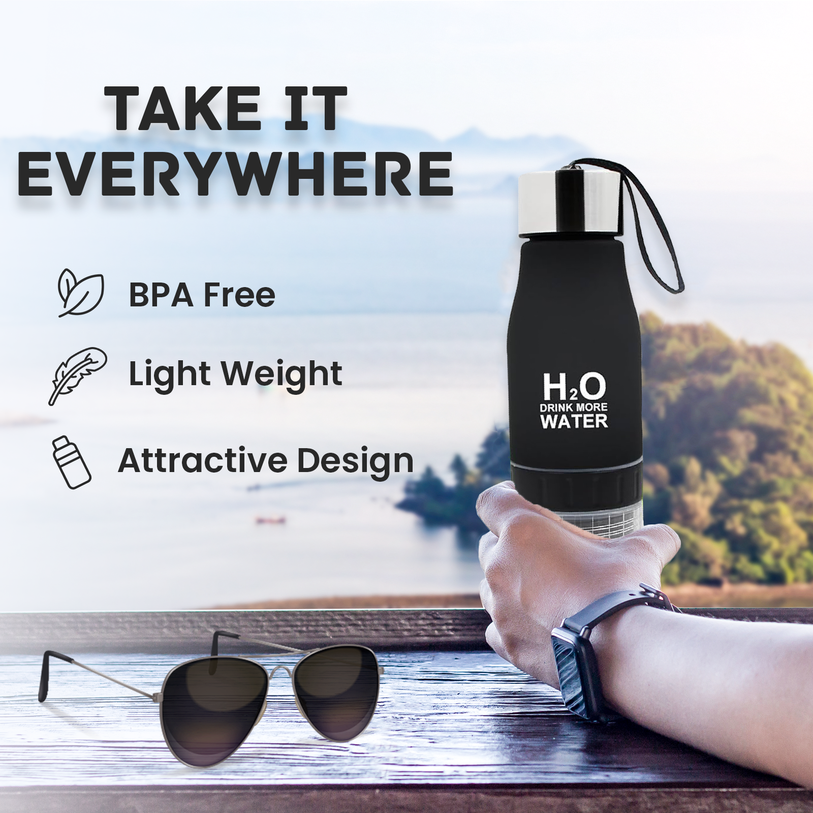 H2o Fruit Infuser Water Bottle UK – Portable 650ml with Infuser