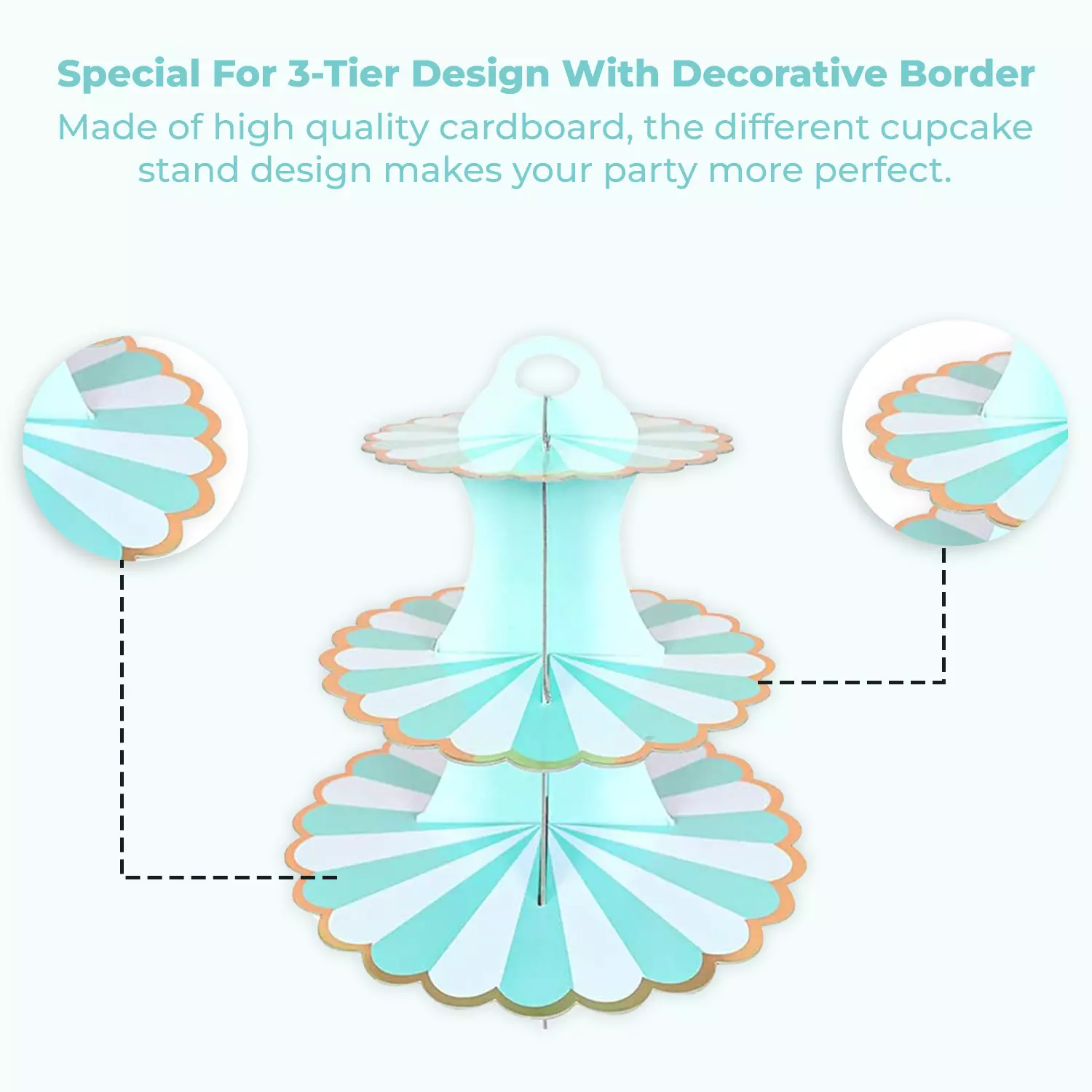 Floral Golden Border Cardboard Cupcake stand