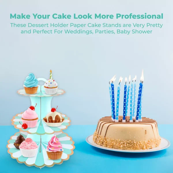 Floral Golden Border Cardboard Cupcake stand